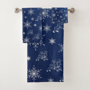 Conjunto De Toalhas azul,rena, estrela, estrelas, floco de neve, natal