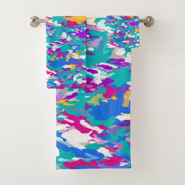 Conjunto De Toalhas Azul, rosa e amarelo (Insitu)