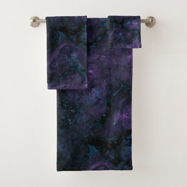 Conjunto De Toalhas Azul-turquesa e pedra ametista (Insitu)