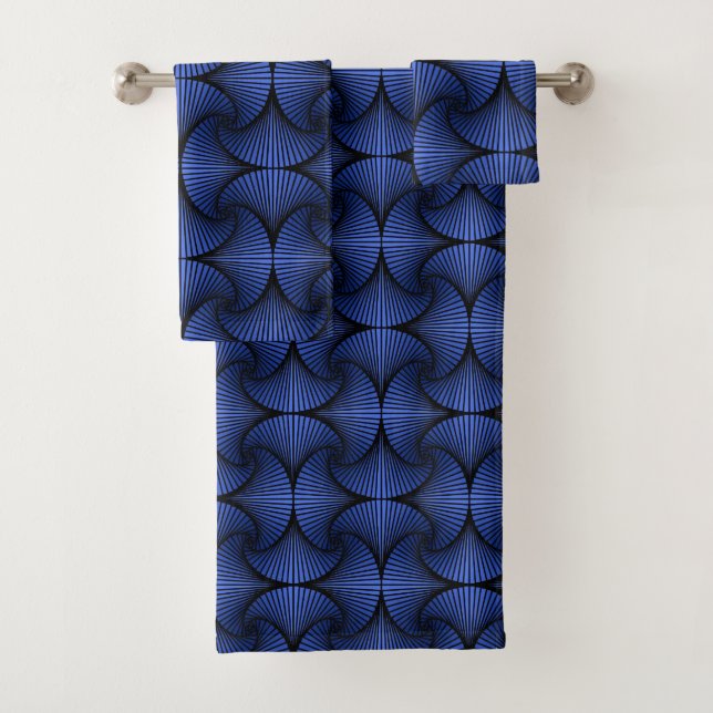 Conjunto De Toalhas Azul-Ventilador 3D Geométrico (Insitu)