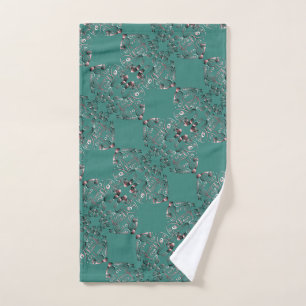 Conjunto De Toalhas Azul Verde Moteado "Obrigado"