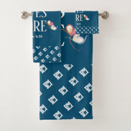 Conjunto De Toalhas Azul | VIVAS AMIGAS AQUI | Na moda personalizável