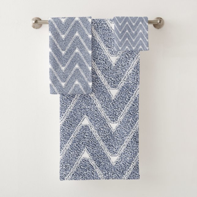 Conjunto De Toalhas Azul Xadrez de Jeans Empoeirado (Insitu)