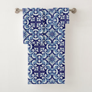Conjunto De Toalhas Azulejo azul português