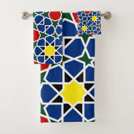Conjunto De Toalhas Azulejo de Padrão Geométrico Mosaico marroquino