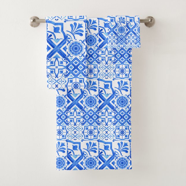 Conjunto De Toalhas Azulejo Espanhol Azul Azul Azul Azul Azul Azul Azu (Insitu)