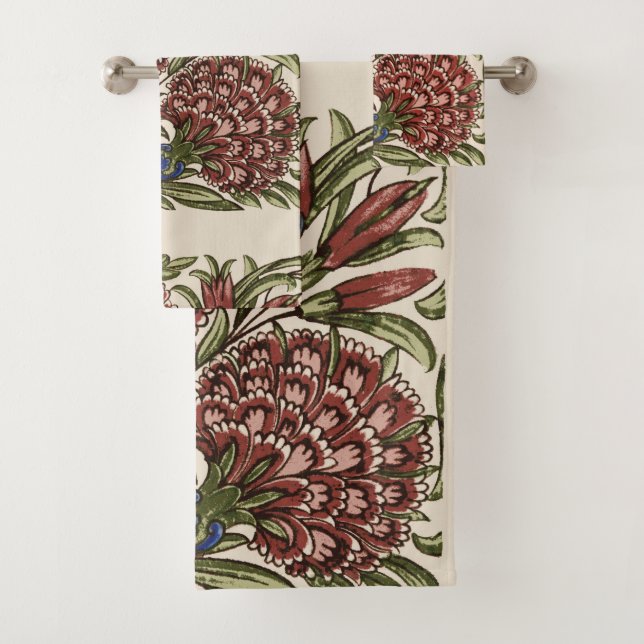 Conjunto De Toalhas Azulejo Flor de Cravo Antigo Rústico Arte De Morga (Insitu)