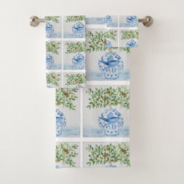 Conjunto De Toalhas Azulejo italiano Ginger Jar Blue White