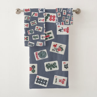 Conjunto De Toalhas Azulejo MahJongg em azul escuro