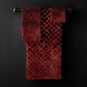 Conjunto De Toalhas Azulejo Vermelho Mosaico Rich Jewel Tone Crimson