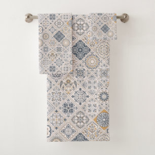 Conjunto De Toalhas Azulejos Boho Tradicionais Portugueses e Espanhóis