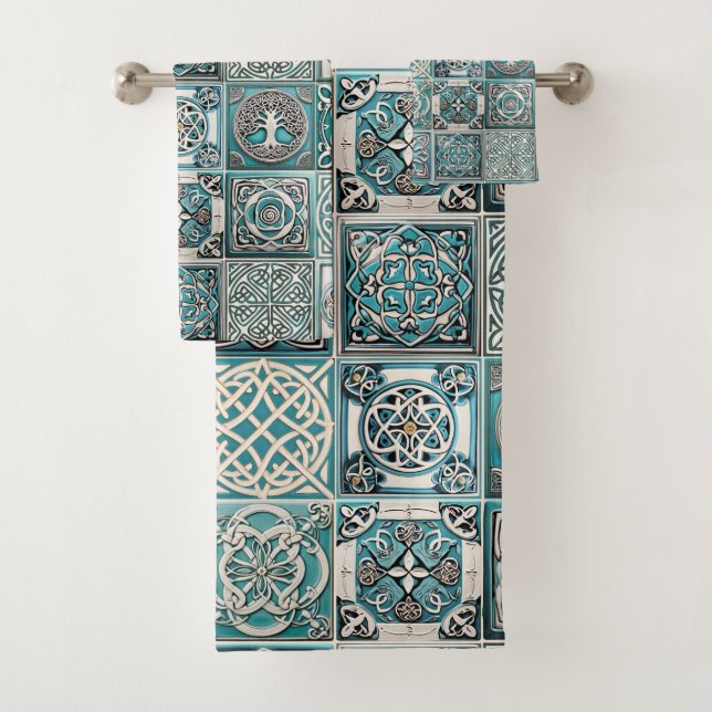 Conjunto De Toalhas Azulejos Celulares Irlandeses (Insitu)