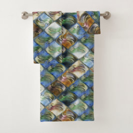 Conjunto De Toalhas Azulejos coloridos e polidos, de madeira ou de ped