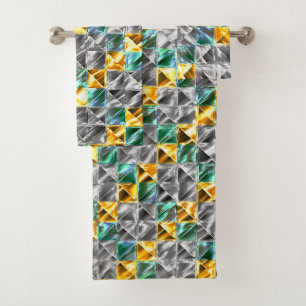 Conjunto De Toalhas Azulejos de visores, ouros e prata ou manchados