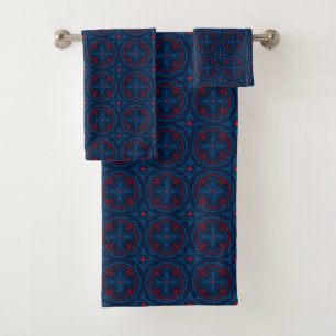 Conjunto De Toalhas Azulejos decorativos com padrão floral