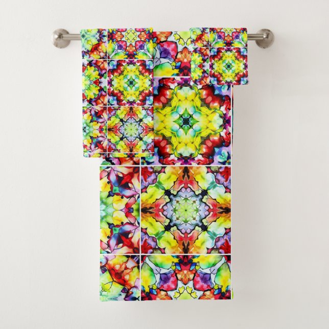 Conjunto De Toalhas Azulejos do Mediterrâneo, Azulejos de Tinta Álcool (Insitu)