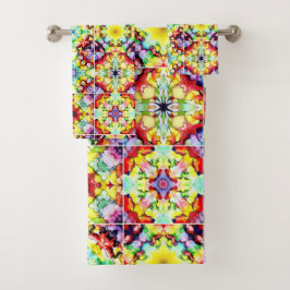 Conjunto De Toalhas Azulejos do Mediterrâneo, Azulejos de Tinta Álcool