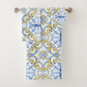 Conjunto De Toalhas Azulejos do Mediterrâneo, majolica, estilo Sicilia