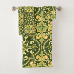 Conjunto De Toalhas Azulejos 💚 💛 e amarelos