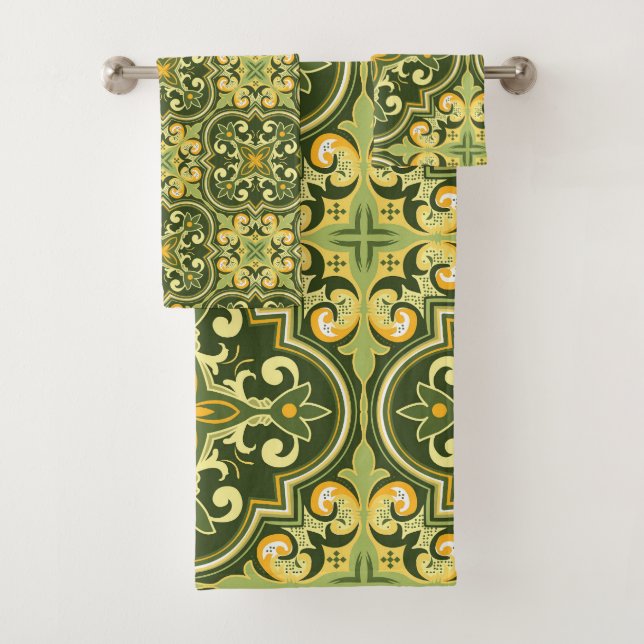 Conjunto De Toalhas Azulejos 💚 💛 e amarelos (Insitu)