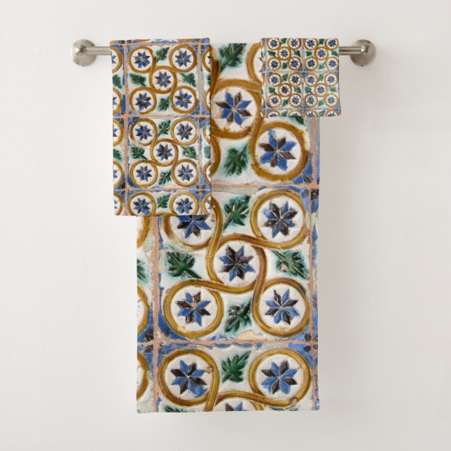 Conjunto De Toalhas Azulejos espanhóis #2 #viagem #padrão #parede #art (Insitu)