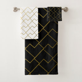 Conjunto De Toalhas Azulejos Geométricos Trendy Chic com Ouro Padrão