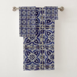 Conjunto De Toalhas Azulejos Russos Italianos Azulejo Azul Branco Geom