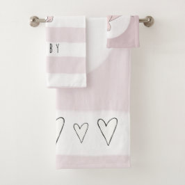 Conjunto De Toalhas Baby Girl Pink Doodle T-Rex Dinossaur com Nome