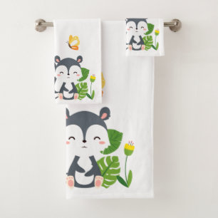 Conjunto De Toalhas Baby Skunk, Borboleta e Flores