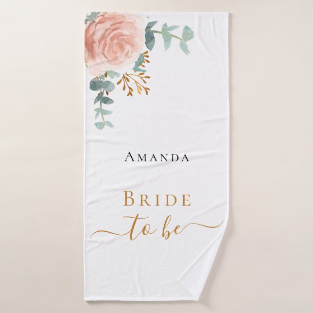 Conjunto De Toalhas Bachelorette de eucalipto floral rosa (Toalha de Banho)