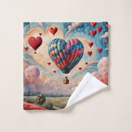 Conjunto De Toalhas Balão de Ar Quente em Forma de Coração