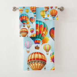 Conjunto De Toalhas Balão de Ar Quente Voador Colorido