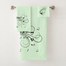 Conjunto De Toalhas Ballerina Dançando com Música Pessoal Verde