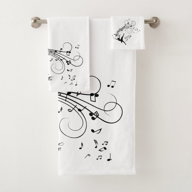 Conjunto De Toalhas Ballerina Dançando com Notas de Música (Insitu)