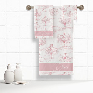 Conjunto De Toalhas Ballerina Move o padrão rosa ID738