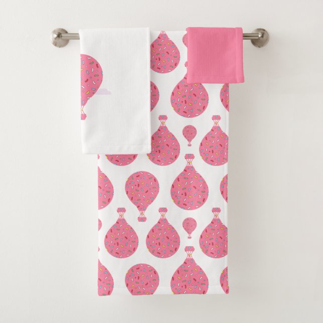 Conjunto De Toalhas Balões de ar Quente Rosa (Insitu)
