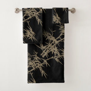 Conjunto De Toalhas Bambu Dourado legante em preto