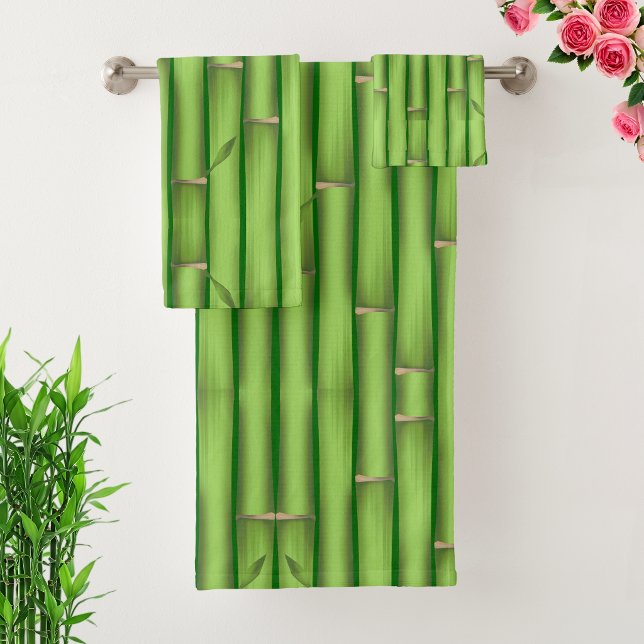 Conjunto De Toalhas Bambu Verde Sortudo Moderno em Verde Floresta (Criador carregado)