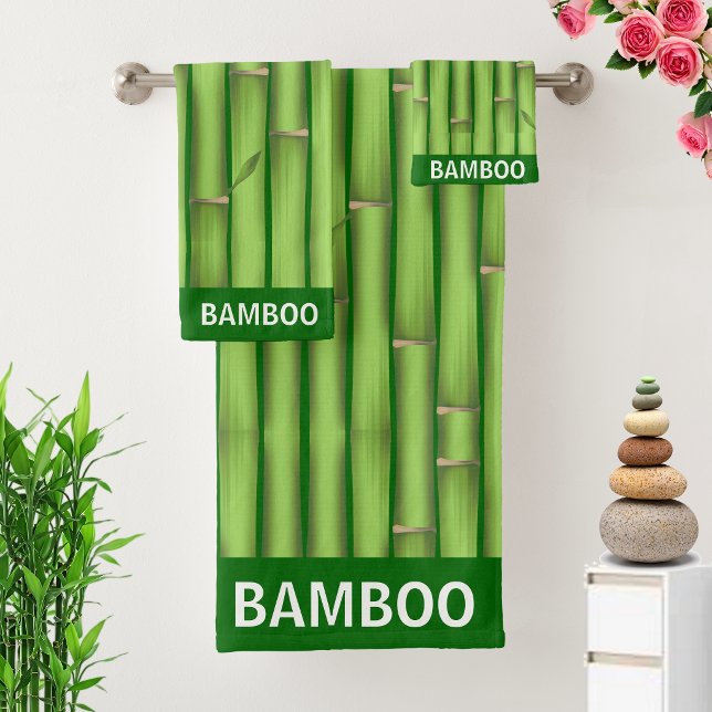Conjunto De Toalhas Bambu Verde Sortudo Moderno em Verde Floresta (Criador carregado)