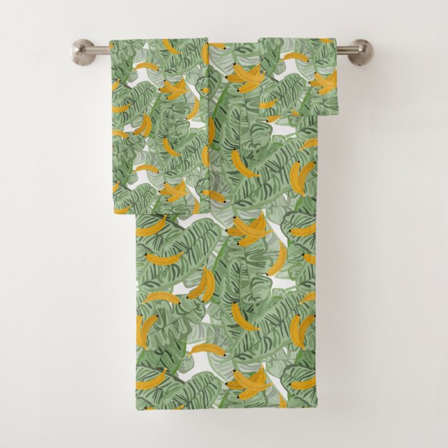 Conjunto De Toalhas Banana tropical moderna Greenery (Insitu)