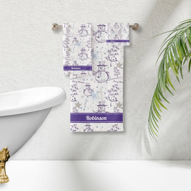 Conjunto De Toalhas Banda Roxa Desenhada Xmas Snowman Strike (Criador carregado)