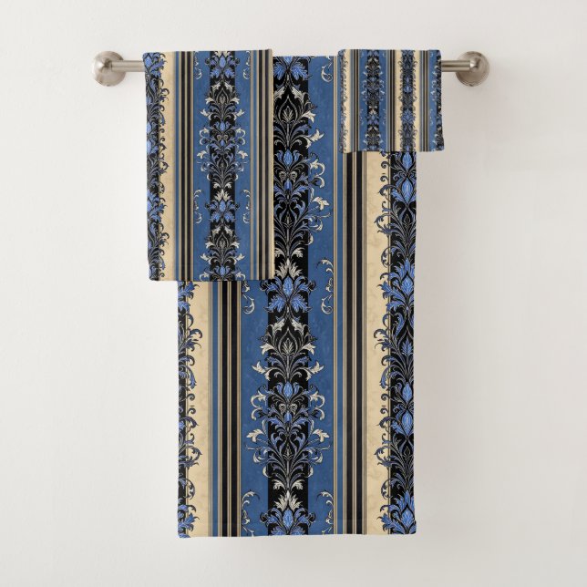 Conjunto De Toalhas Bandas azuis e Douradas (Insitu)