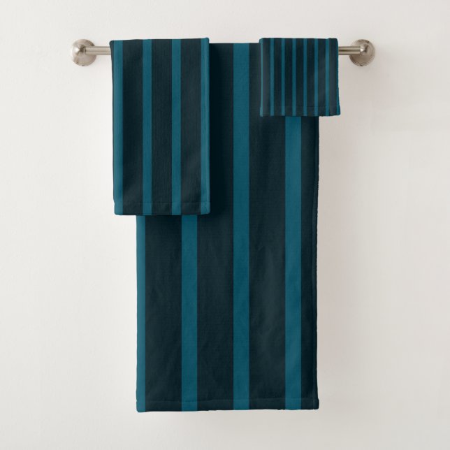Conjunto De Toalhas Bandas Azuis e Teais (Insitu)