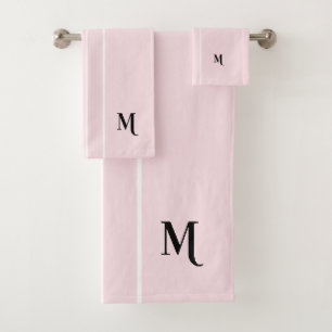 Conjunto De Toalhas Bandas brancas do Monograma, cor-de-rosa, cor-de-r