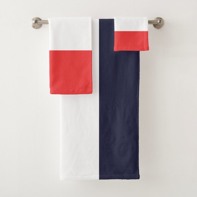 Conjunto De Toalhas Bandas brancas e vermelhas azuis riscadas (Insitu)