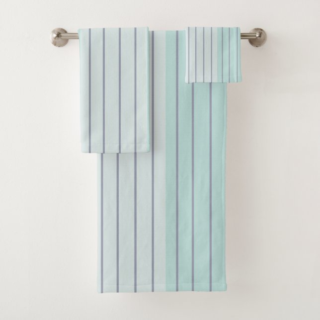 Conjunto De Toalhas Bandas Cinzas Azuis Teais (Insitu)