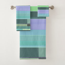 Conjunto De Toalhas Bandas de Abstrato púrpura, verde e turquesa