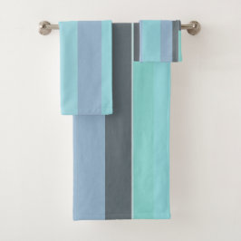 Conjunto De Toalhas Bandas de Abstrato púrpura, verde e turquesa