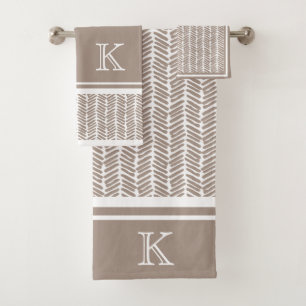 Conjunto De Toalhas Bandas de Arte Brancas de Ângulo Branco, Taupe Pe