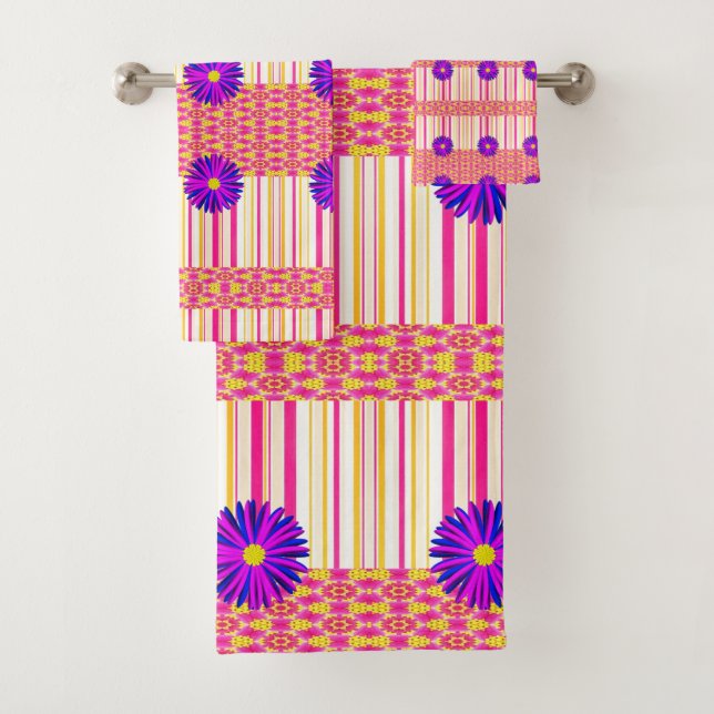 Conjunto De Toalhas Bandas de Banheiro Floral (Insitu)